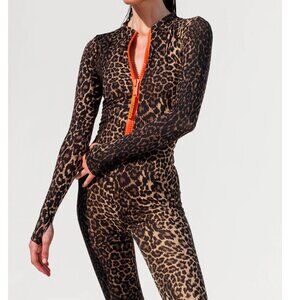 NWT! Watskin Lois Leopard Catsuit Long Sleeve Swimsuit Skinsuit UPF 50+ Sz. L